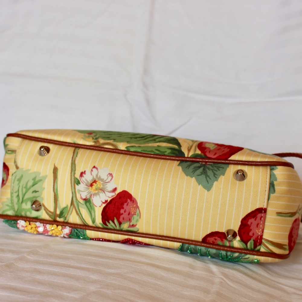 Isabella Fiore Beaded Strawberry Floral Handbag - Picture 6 of 8